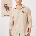 Rodeo Frontier Brown Cotton Western Embroidered Shirt