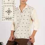 Heritage Grid Beige Cotton Box Fit Embroidered Shirt