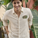 Mountain Striped Embroidered Casual Shirt