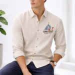 Beige Cotton Heritage Embroidered Shirt