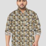 Check and Stripe Fusion Men Plus Size Cotton Shirt