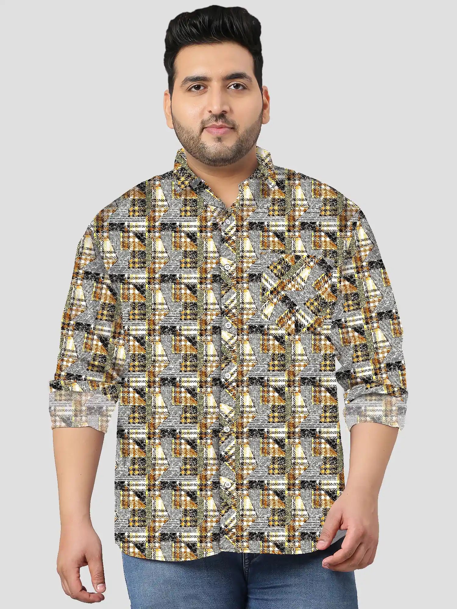 ChecksStripe-Fcopy.jpg Check and Stripe Fusion Men Plus Size Cotton Shirt - Image 1