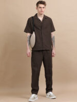 Men Textured Cotton Seersucker Resort Shirt & Trouser Co Ord Set[1]
