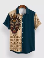 Cream Facemask Designer Men’s Half Sleeves Printed Shirt Exclusive