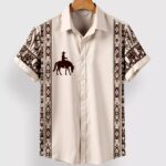Cream Horse Designer Men’s Half Sleeves Printed Shirt Exclusive