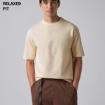 Cream Basic Relaxed Fit Cotton T Shirt