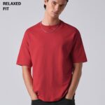 Crimson Red Basic Relaxed Fit Cotton T Shirt
