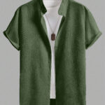 Men’s Textured Half Sleeve Green Shirt