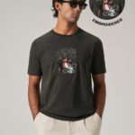 Dark Olive Chest Embroidered Slim Fit Cotton T Shirt