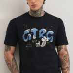 Deep Dark Blue Graphic Printed Cotton T Shirt