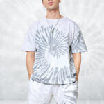 Men’s Oversize Cotton Tie Dye Gray Co-Ord Set