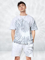 Men’s Oversize Cotton Tie Dye Gray Co-Ord Set