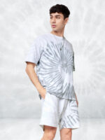 Men’s Oversize Cotton Tie Dye Gray Co-Ord Set - Image 3