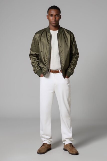 Urban White Smart Casual Slim Straight Denim Jeans