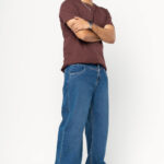 Blue Fish Cut Contemporary Straight-Fit Denim Jeans for Men