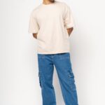 Deep Blue Oversized Baggy Straight Cargo Jeans