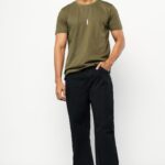 Jet Black Minimal Street Style Relaxed Wide Jeans for Men