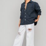 White Vintage Distressed Statement Wide-Fit Denim Jeans