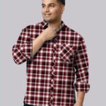 Geometric Check Pattern Men Plus Size Cotton Shirt