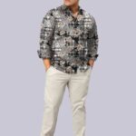 Patchwork Check Design Men Plus Size Full Sleeve Shirt