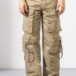 Beige Multi-Pocket Tactical Cargo Pants for Men