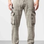 Dark Beige Relaxed Loose-Fit Denim Jeans for Men