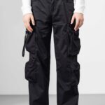 Solid Black Cotton Cargo Pants for Everyday Wear