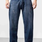 Dark Blue Balloon-Fit Trendy Denim Jeans for Men