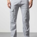 Light Grey Lightweight Cotton Cargo Pants for Men