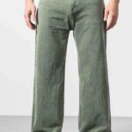 Light Green Trendy Loose-Fit Denim Jeans for Men