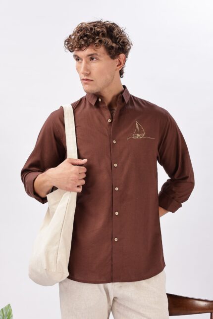 Brown Classic Heritage Embroidered Shirt