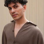 Shirt Collar Textured Oversized Shirt With Trousers