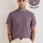 Lavender Graphic Printed Cotton T Shirt