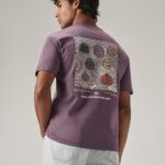Lavender Back Print Slim Fit Cotton T Shirt