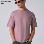 Lavender Basic Relaxed Fit Cotton T Shirt