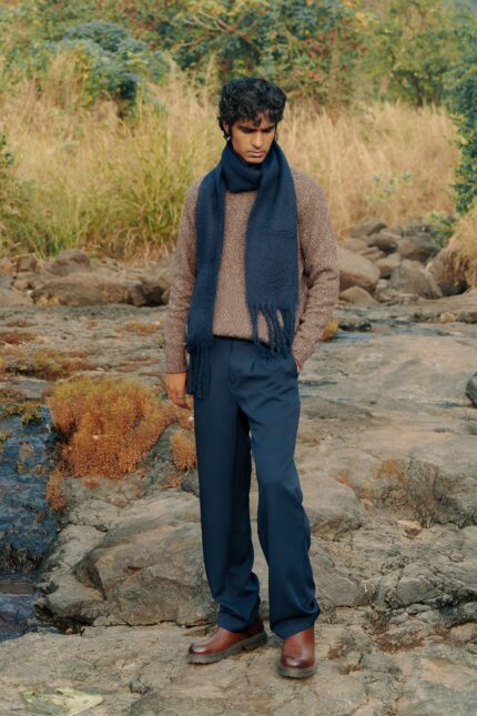 Silent Navy Adjustable Waist Korean Straight Pants for Men