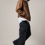 Coal Black Streetwear Baggy Straight Cargo Denim