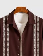 Marron Stripped Designer Men’s Half Sleeves Printed Shirt Exclusive - Image 2