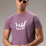 Mauve Pink Printed Cotton T Shirt