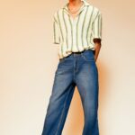 Classic Mid Blue Everyday Wear Relaxed Wide-Leg Jeans