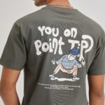 Moss Green Graphic Printed Cotton T Shirt