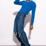 Midnight Blue Heavy Distress Statement Wide-Fit Jeans