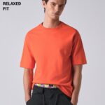 Orange Basic Relaxed Fit Cotton T Shirt