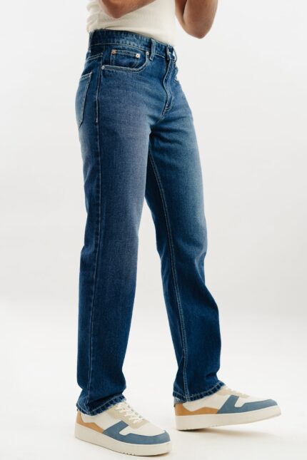Azure Blue Clean Finish Straight-Fit Denim Jeans for Men