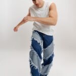 Men?s Peeled Blue Vintage Wash Straight Denim Jeans