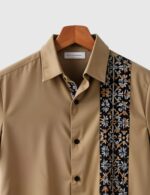 Peach Straight Line Men’s Half Sleeves Printed Shirt Exclusive - Image 2