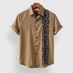Peach Straight Line Men’s Half Sleeves Printed Shirt Exclusive