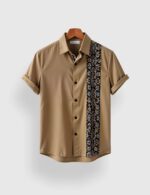 Peach Straight Line Men’s Half Sleeves Printed Shirt Exclusive