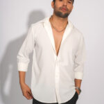 White Solid Slim Fit Party Wear Statement Shirt