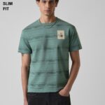 Green Horizontal Stripe Slim Fit Printed T Shirt